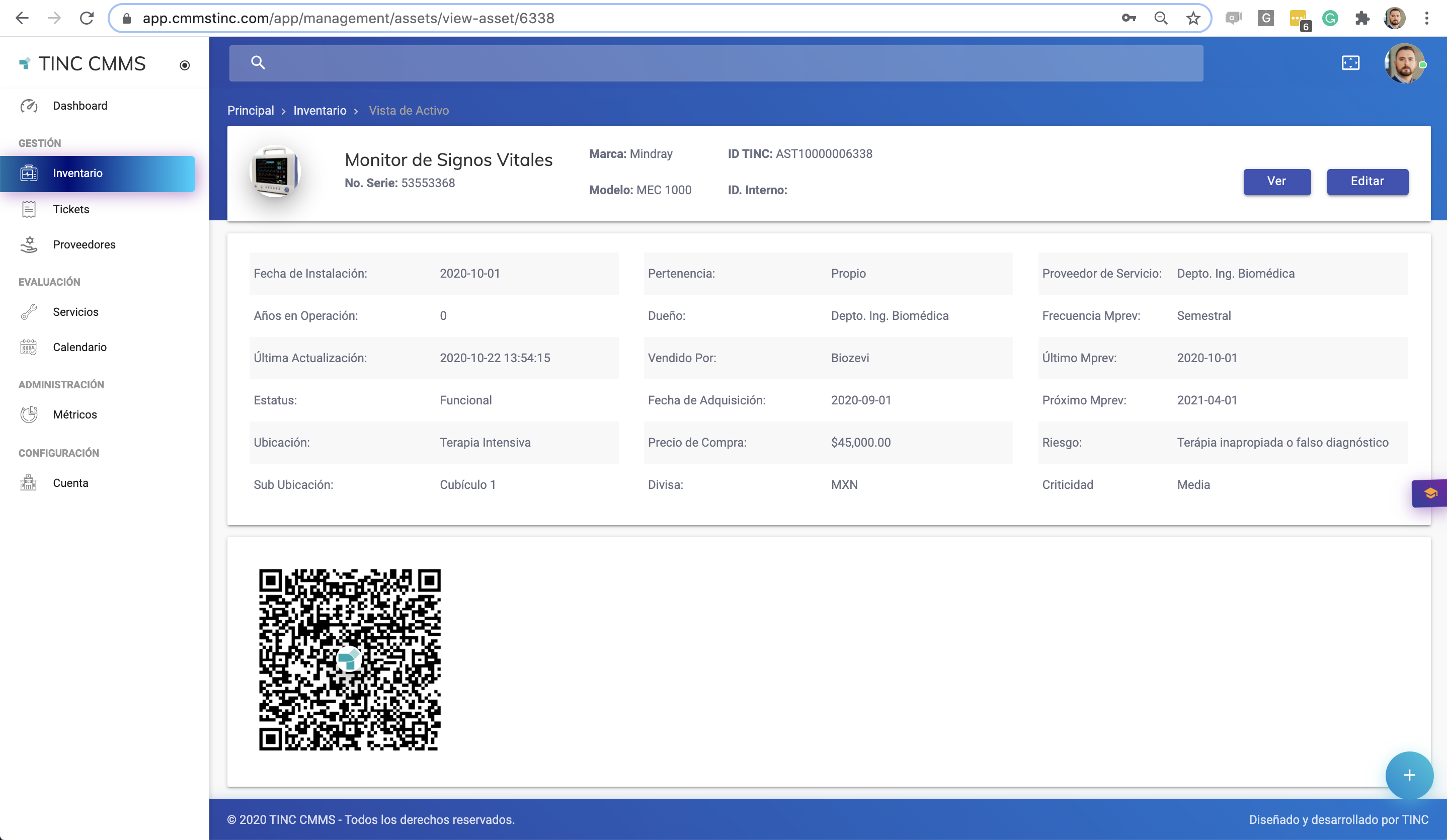 TINC CMMS Biomedica en Linea